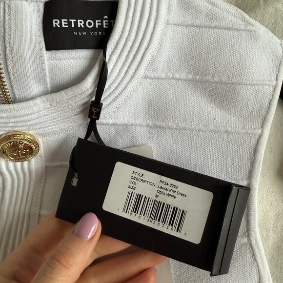 NWT Retrofête Laurel Bandage Knit Mini Dress Optic White Button Down Sleeveless - Picture 3 of 9